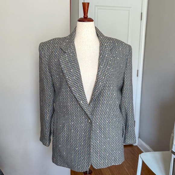 Jackets & Blazers - Tweed Blazer w/ Rhinestones & Shoulderpads